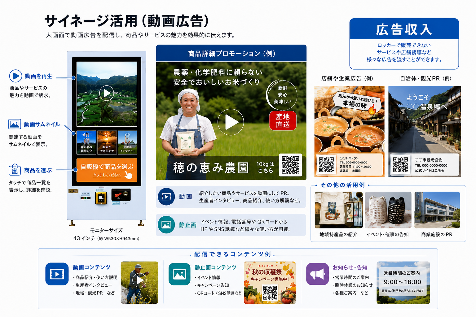 ロッカー自販機 サイネージ動画配信イメージ